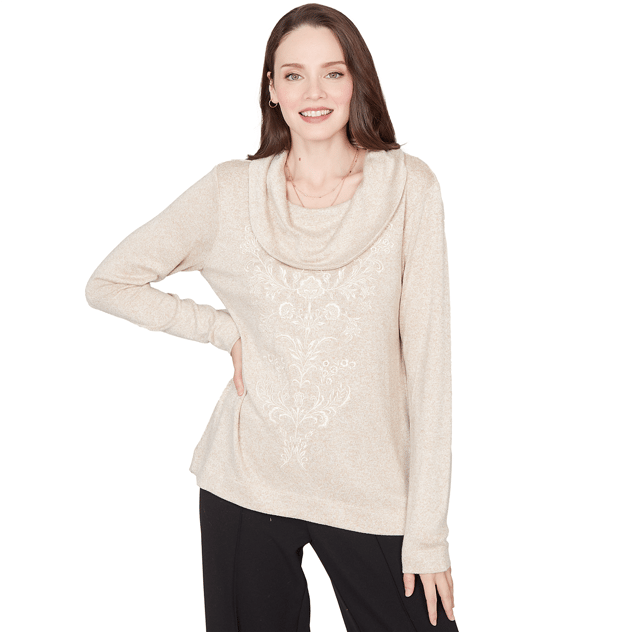 Womens Skye’s the Limit By Invitation Cowl Neck Damask Blouse