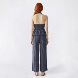 Juniors Hunter & Brown 2 Piece Halter Top and Wide Leg Pants Set