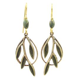 Silver Forest Gold-Tone &amp; Green Branch Open Drop Earrings