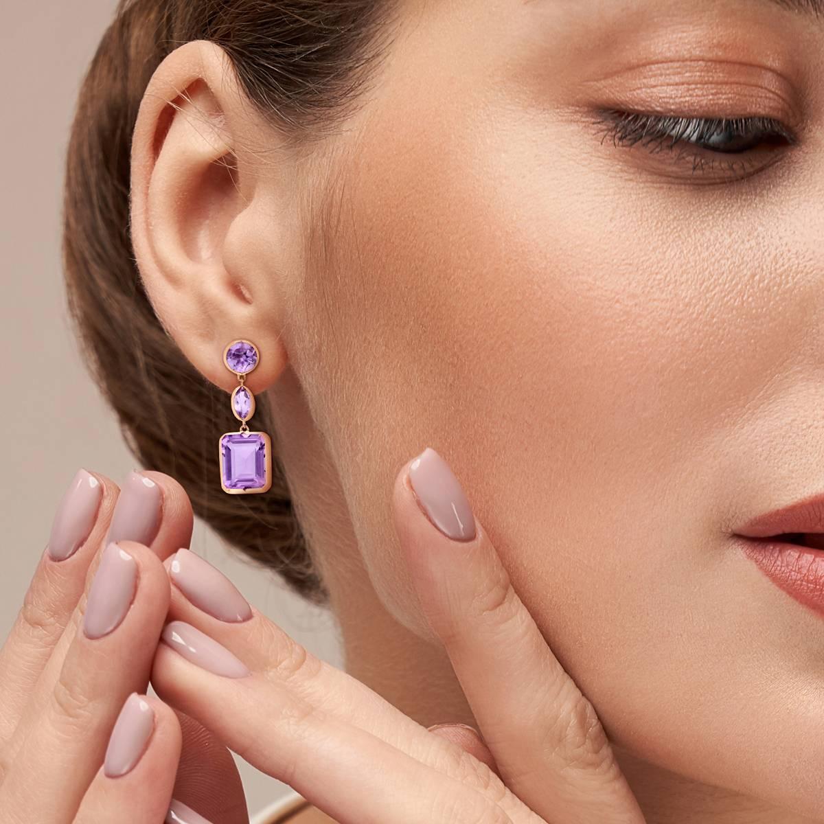 Sophia B 11 1/4ctw. Rose de France Amethyst Drop Earrings