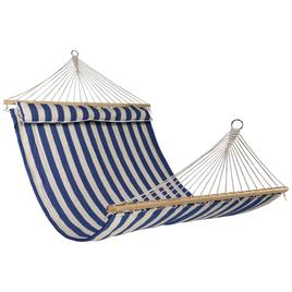 Northlight Seasonal Striped Macrame Double Hammock w/ Pillow