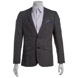 Mens Paisley & Gray Plaid Peak Jacket - Blue Black