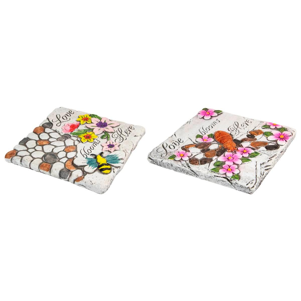 Northlight Seasonal Love Blooms Here Garden Stones - Set of 2