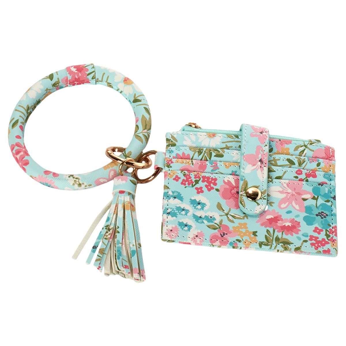 Womens DS Fashion Ring Loop Card Holder Wristlet with Tassel