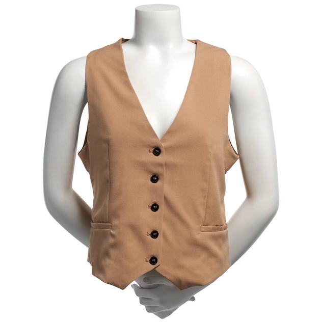 Juniors Love Tree Solid Button Front Vest