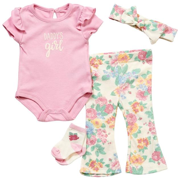 Baby Girl (3-9M) Baby Essentials® 4pc. Daddy's Girl  Pant Set
