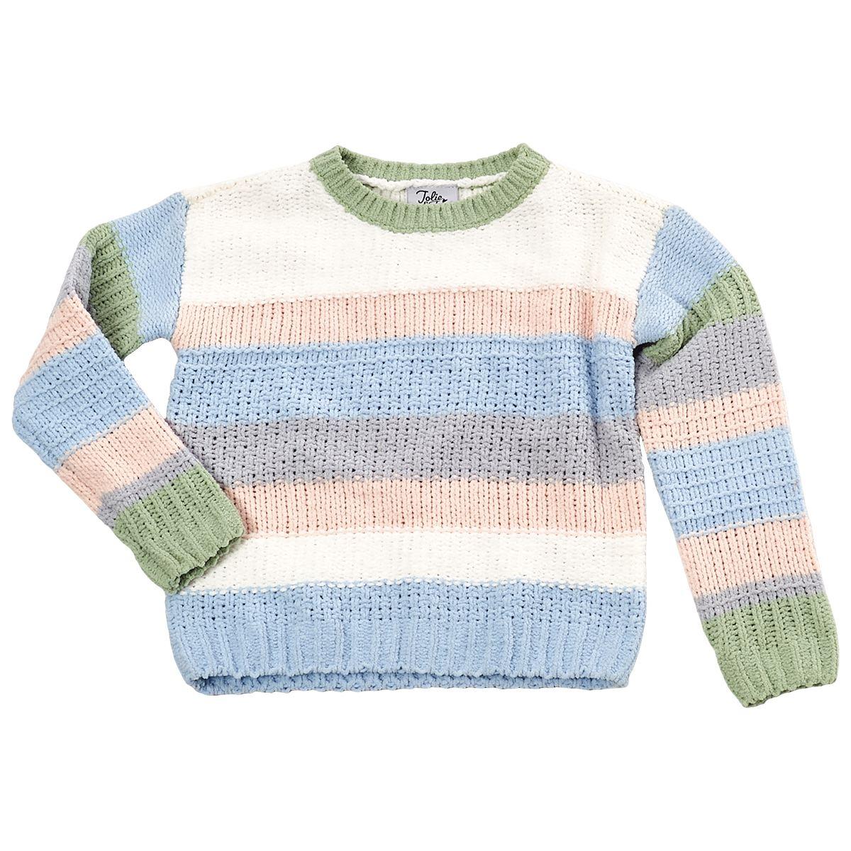 Girls (4-6x) Jolie & Joy Long Sleeve Wide Stripe Crew Sweater