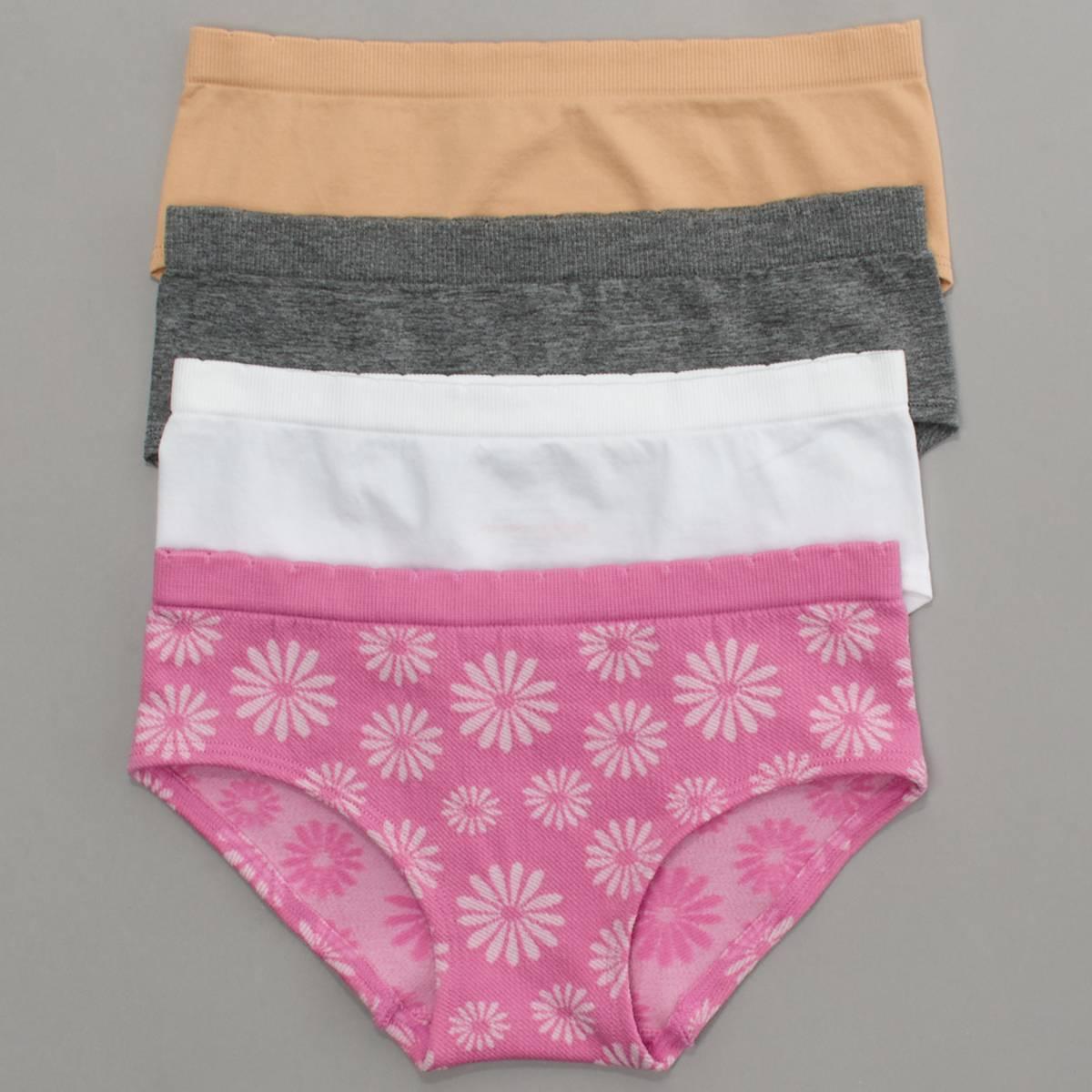 Girls (7-12) Rene Rofe® Gracelyn 4pk. Jacquard Seamless Hipsters