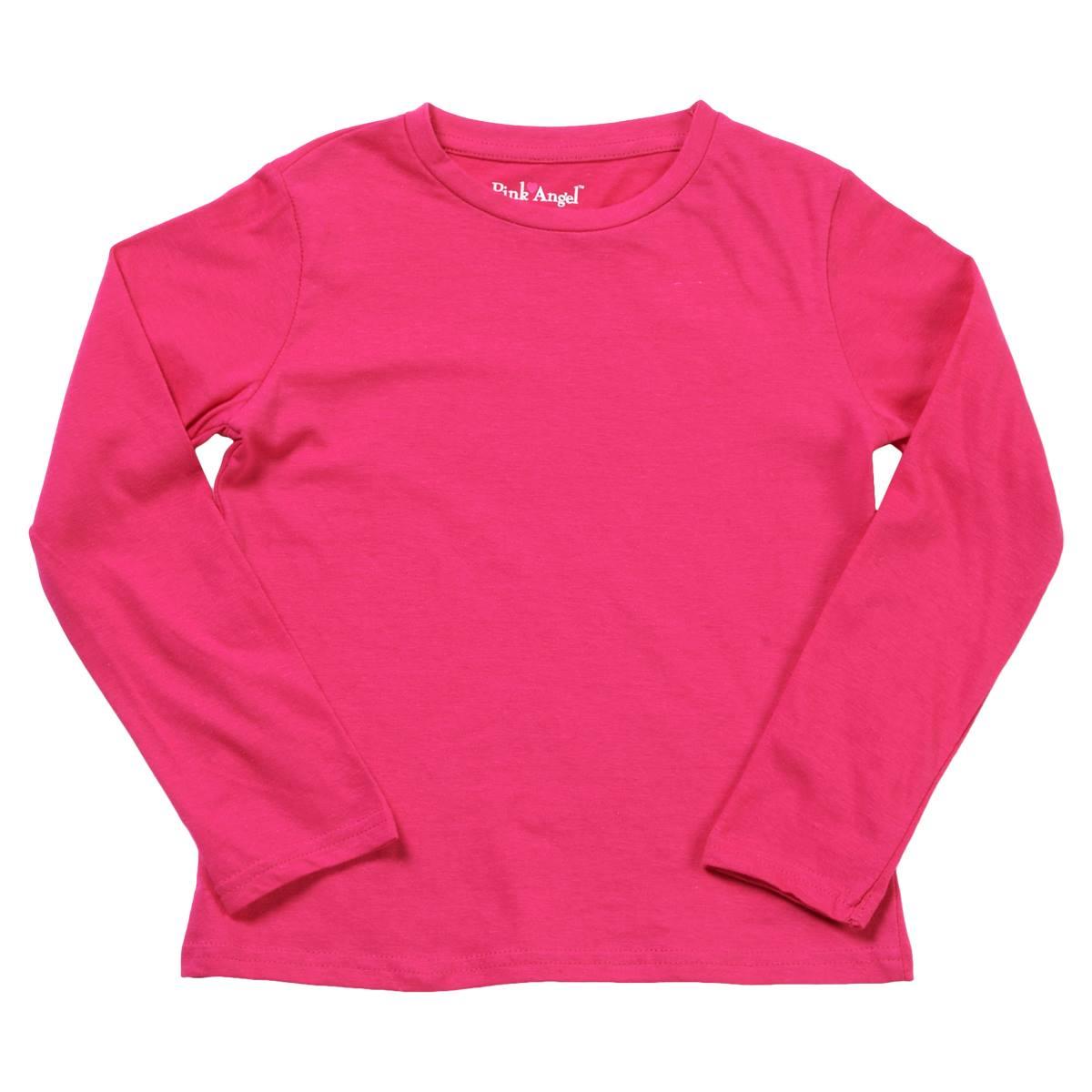 Girls (4-6x) Pink Angel Long Sleeve Basic Tee