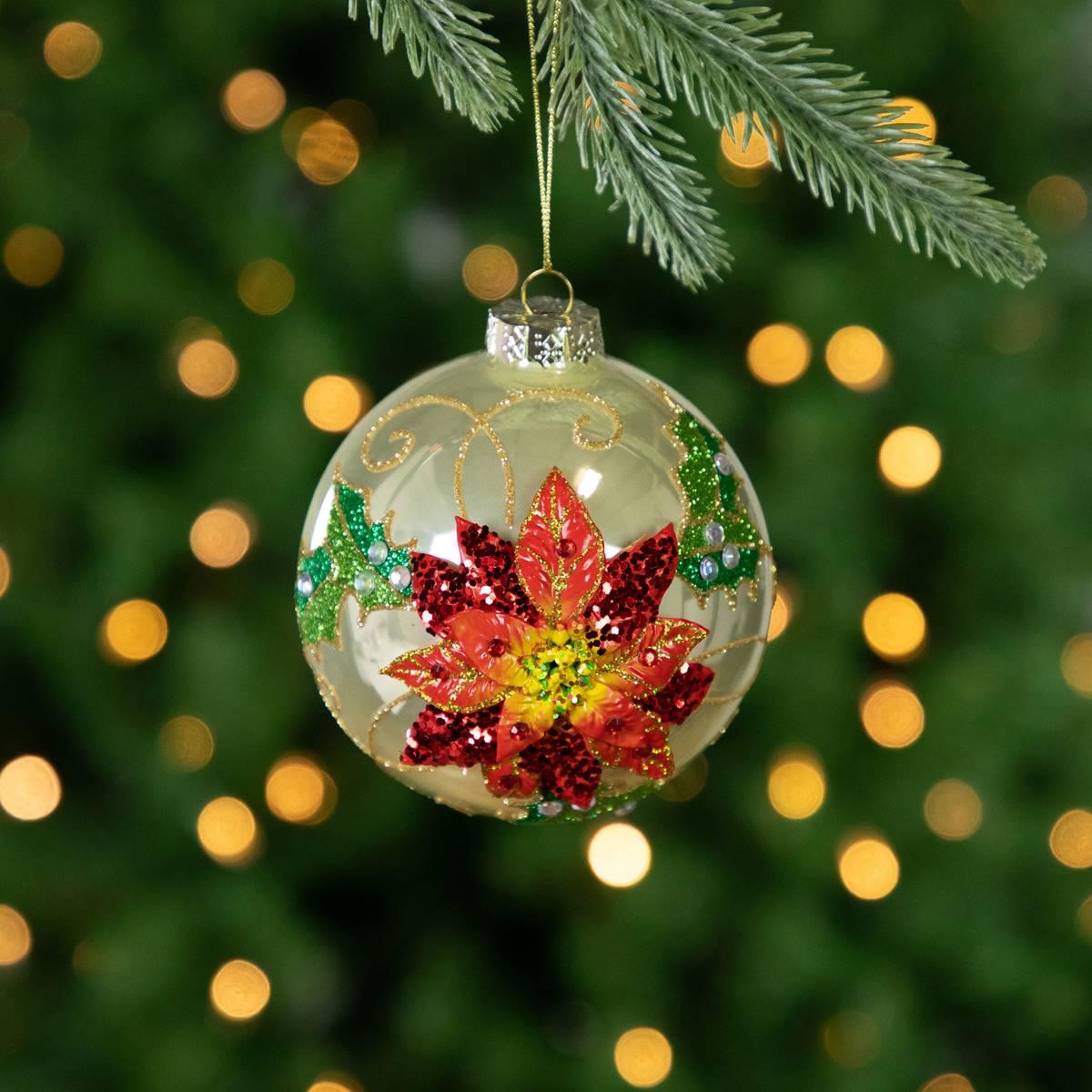 Northlight Seasonal 4in. Glittered Poinsettia Christmas Ornament