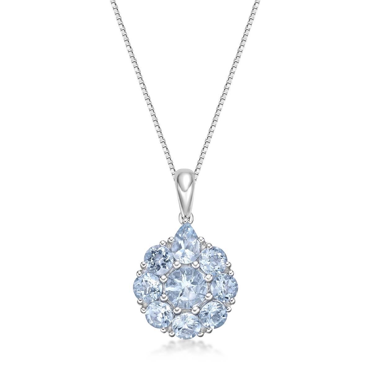 Gemminded 6mm & 4mm Round & 6x4 Pear Shape Aquamarine Pendant