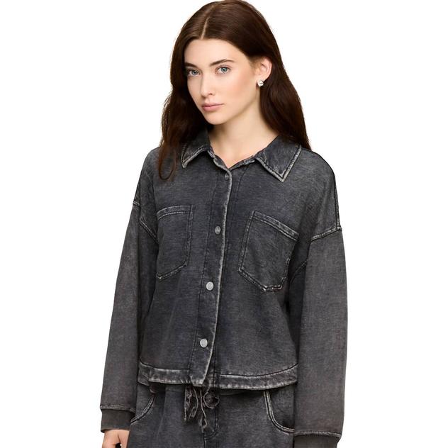 Womens CITY BLUES Cropped Knit Button Front Shacket