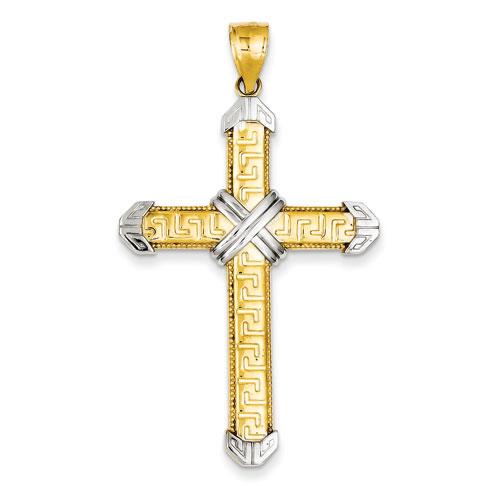 Unisex Gold Classics(tm) Yellow 14kt. & Rhodium Cross Pendant