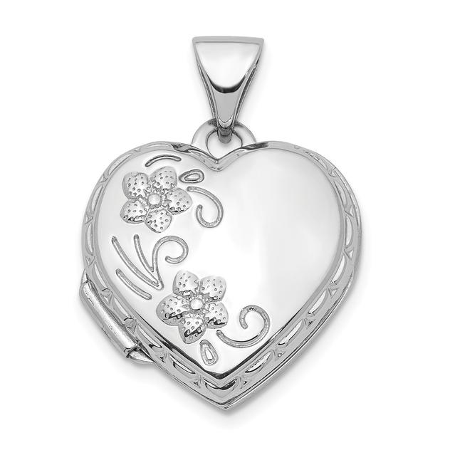 Gold Classics™ 14kt. White Gold Polished 15mm Floral Heart Locket