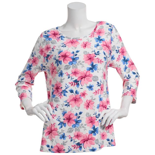Womens Emily Daniels 3/4 Sleeve Watercolor Jacquard Tee