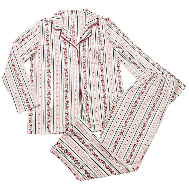 Womens Laura Ashley® Ribbed Pajama Set