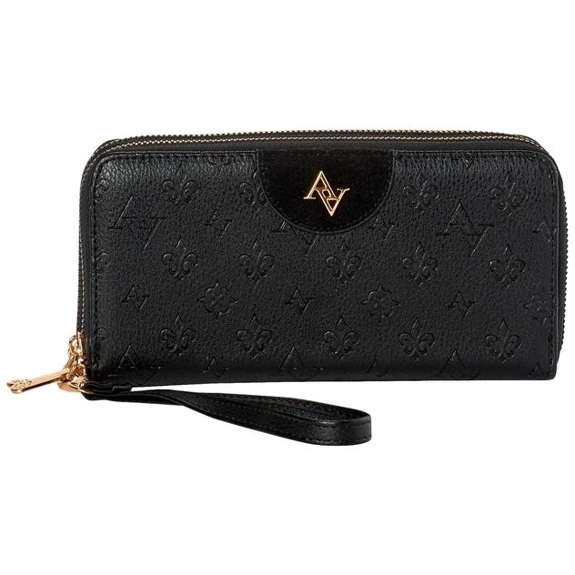 Womens Adrienne Vittadini Double Zip Embossed Wristlet