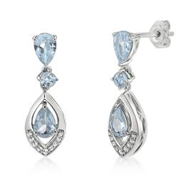 Gemminded Pear & Round Aquamarine & White Topaz Earrings