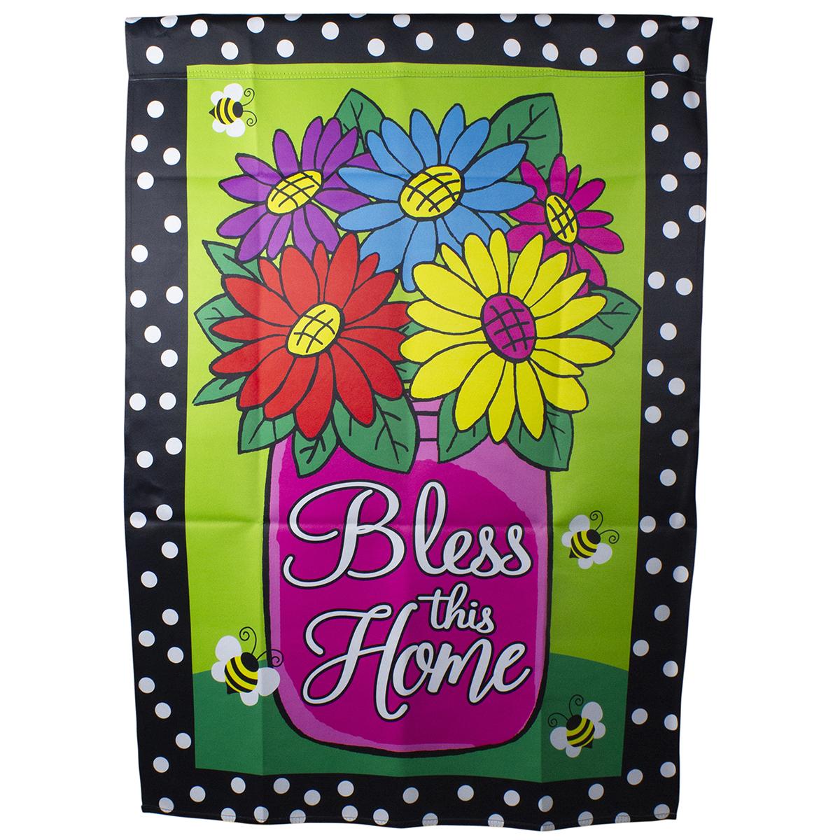 Northlight 28in. Bless this Home Bouquet Outdoor House Flag