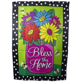 Northlight 28in. Bless this Home Bouquet Outdoor House Flag