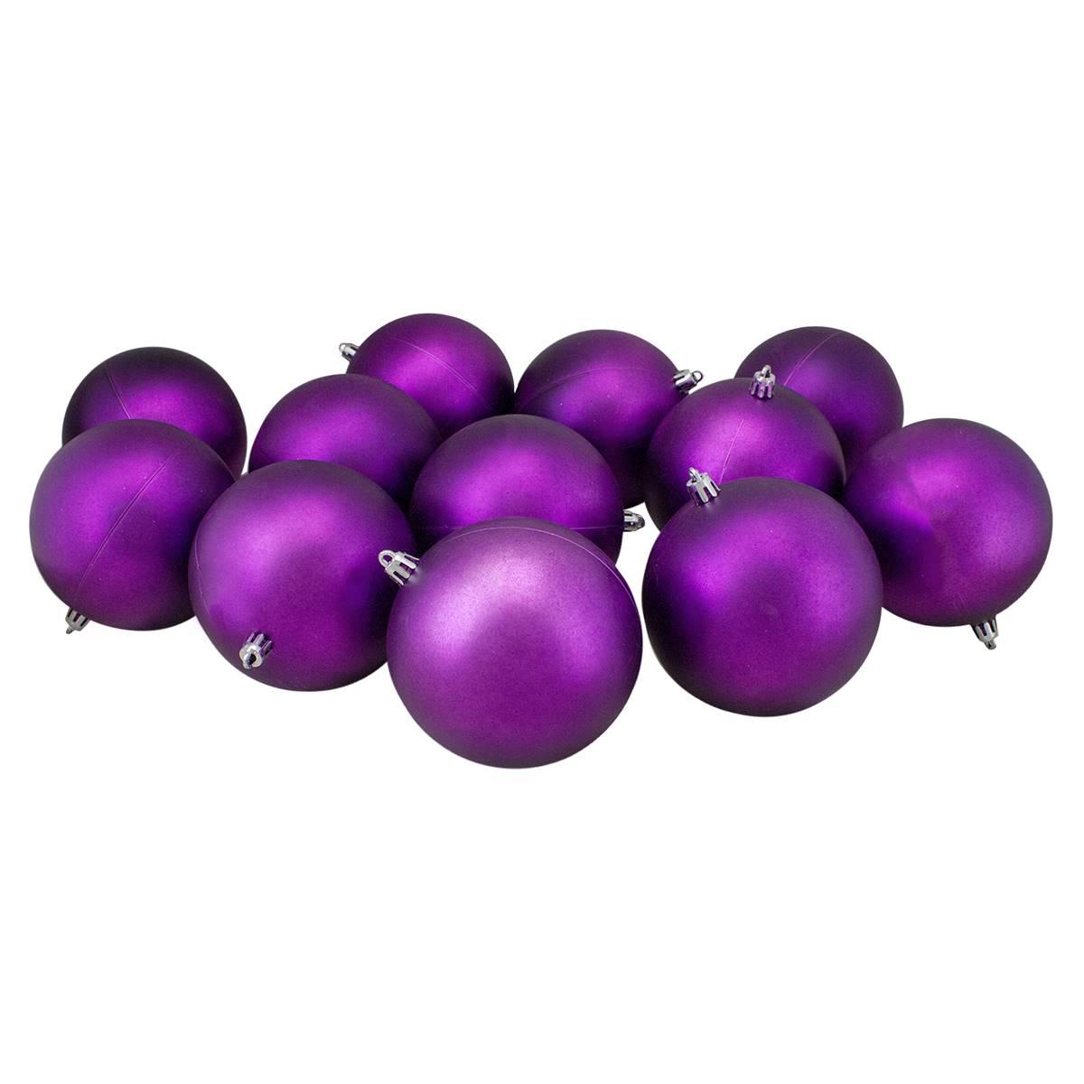 Northlight Seasonal 12ct. Matte Purple Christmas Ball Ornaments