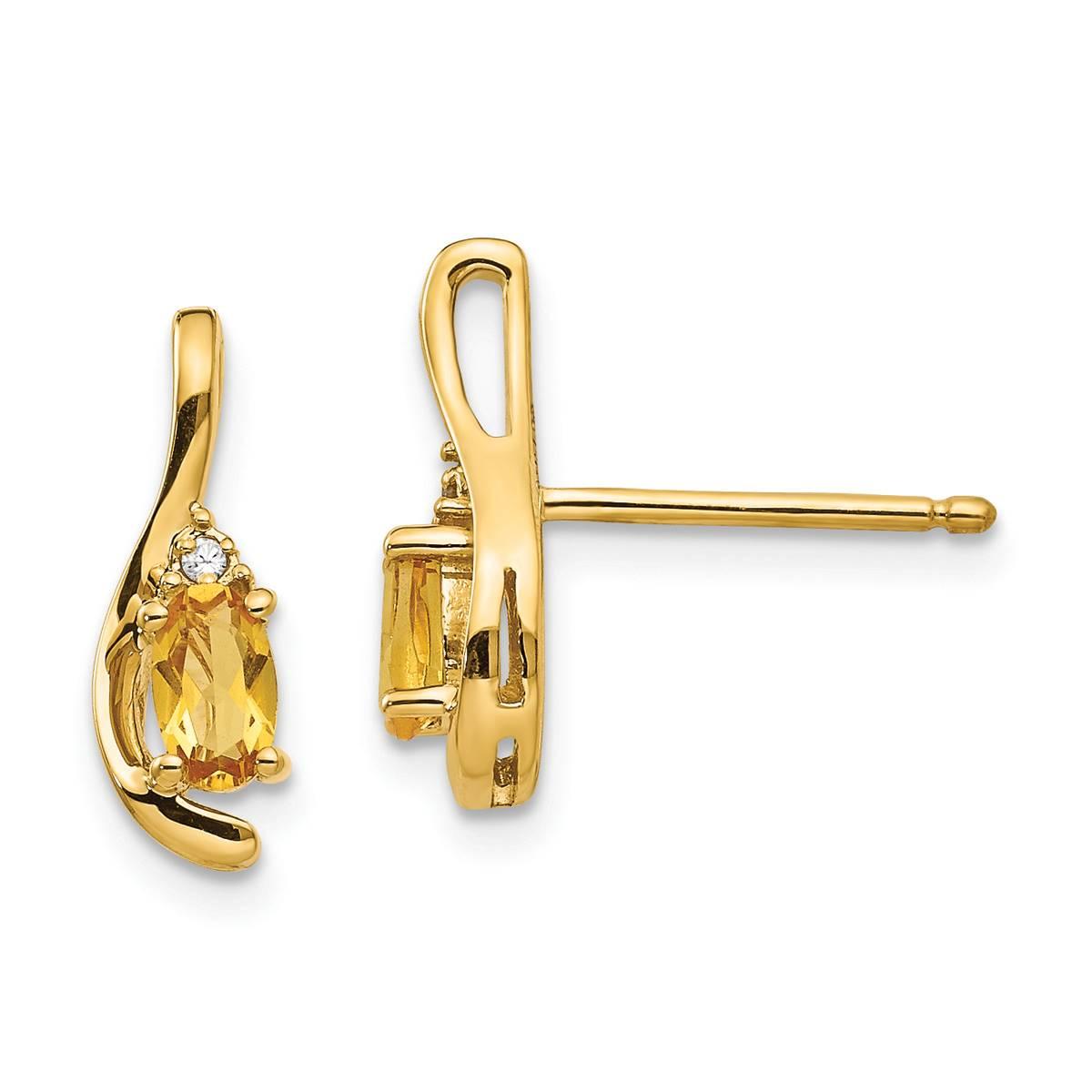 14kt. Yellow Gold Oval Citrine Stud Earrings