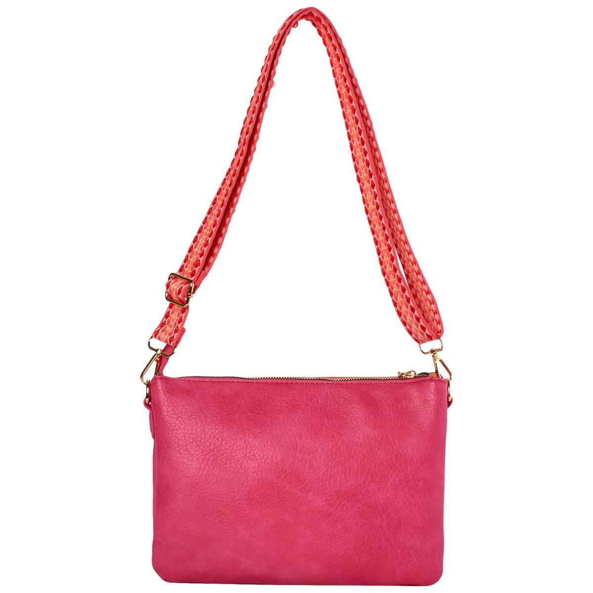 DS Fashion NY Triple Gusset Crossbody - Hot Pink