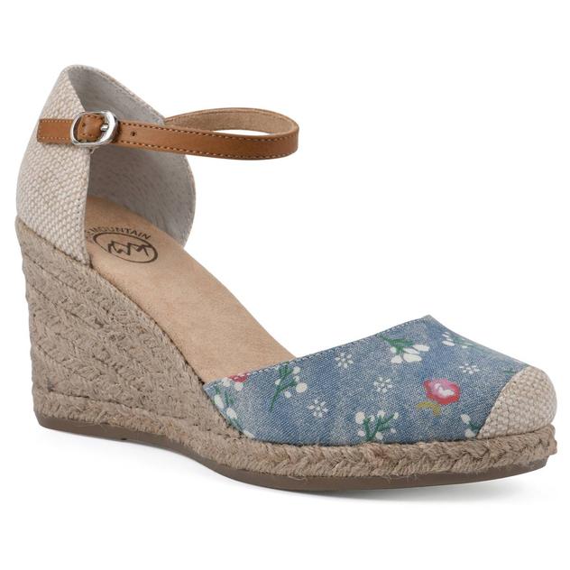 Womens White Mountain Mamba Floral Espadrille Wedge Sandals