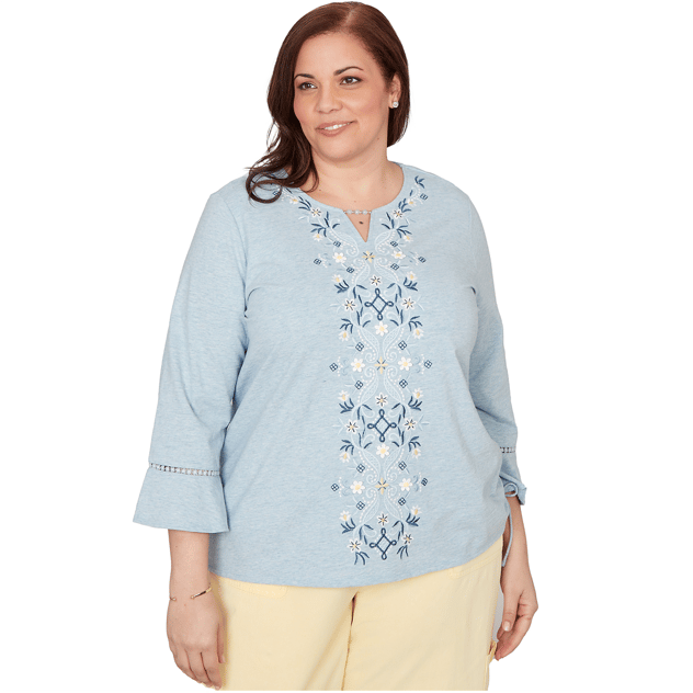Plus Size Alfred Dunner Out Of The Blue Center Embroidery Blouse