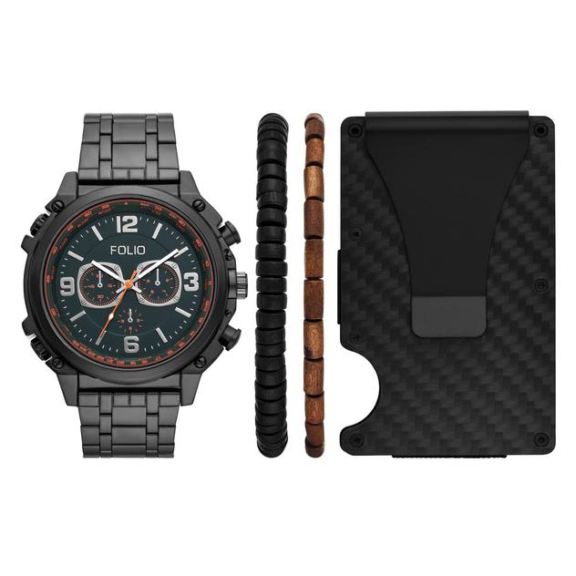 Mens Folio Watch/Bracelet/Metal Cardholder Set - FMDFL6063