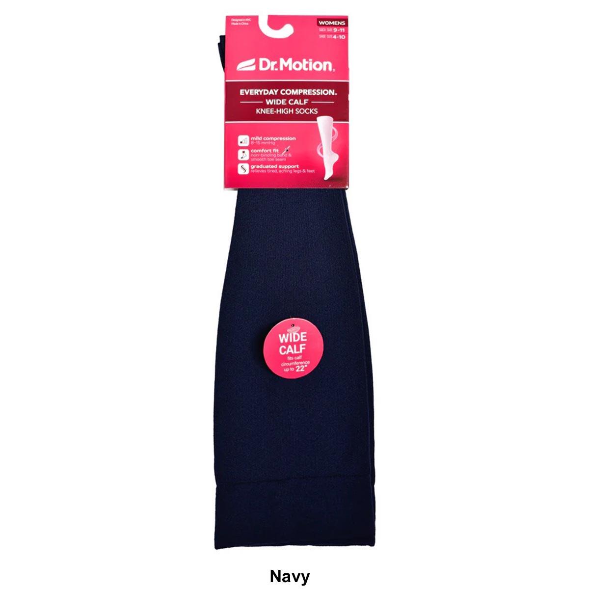 Womens Dr. Motion Nylon Solid Wide Calf Compression Socks