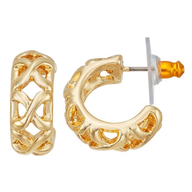 Napier Gold-Tone Braided Huggie Hoop Earrings