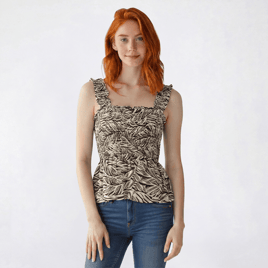 Juniors Wallflower Nylan Smock Peplum Top