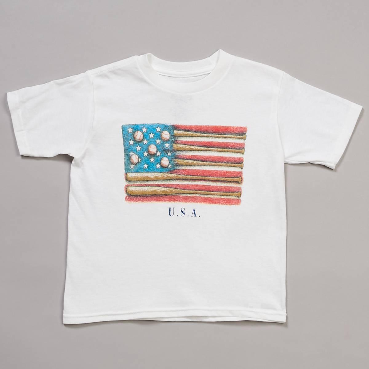 Boys (4-7) Baseball Flag Short Sleeve Tee