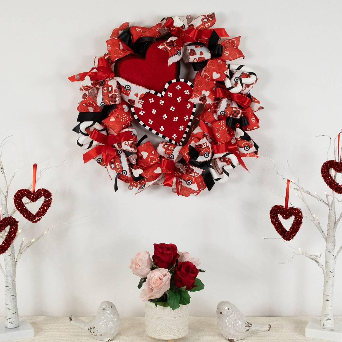 Northlight Seasonal Ribbon and Twig Valentine''s Day Wreath