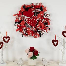 Northlight Seasonal Ribbon and Twig Valentine''s Day Wreath
