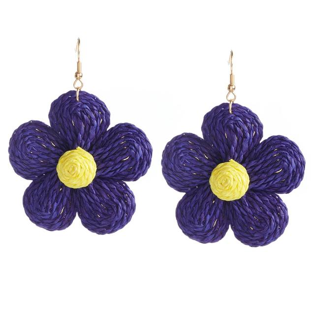 Ashley Cooper™ Gold Plated Raffia Wrapped Flower Earrings