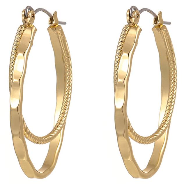 Design Collection Gold-Tone Click It Double Hoop Earrings