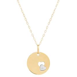 Gold Classics™ Two-Tone Disk with Cut-Out Heart Pendant Necklace