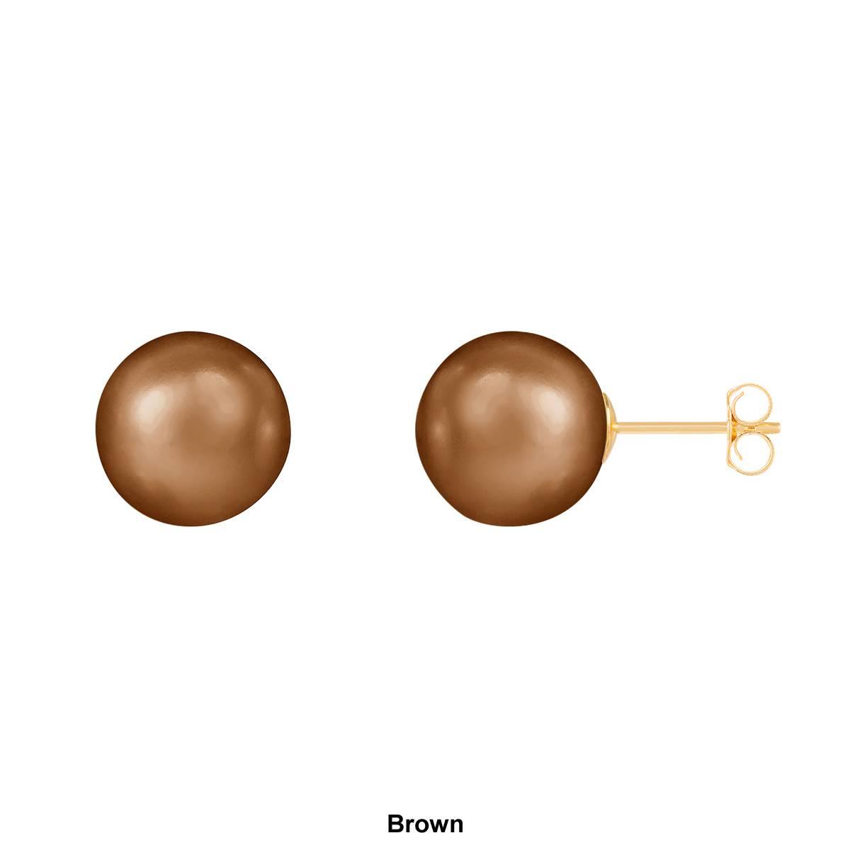 Splendid Pearls 14kt. Gold 10mm Round Pearl Stud Earrings