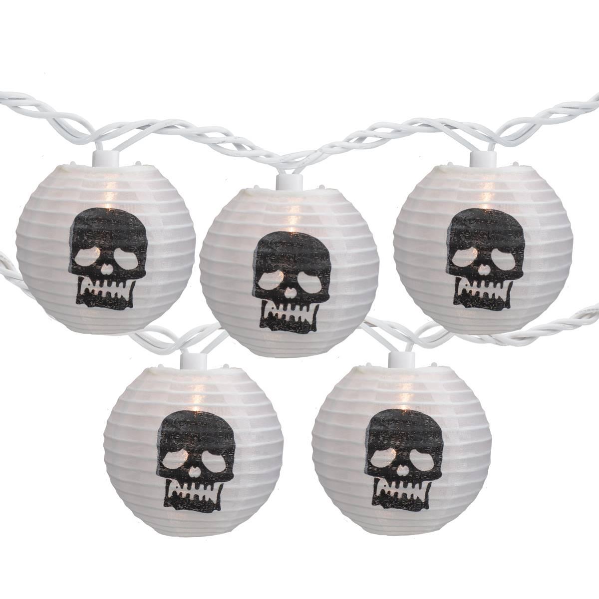 Northlight Seasonal 10ct. Skull Paper Lantern Halloween Lights