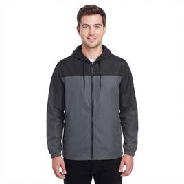 Mens Axcent Color Block Windbreaker - Black/Charcoal
