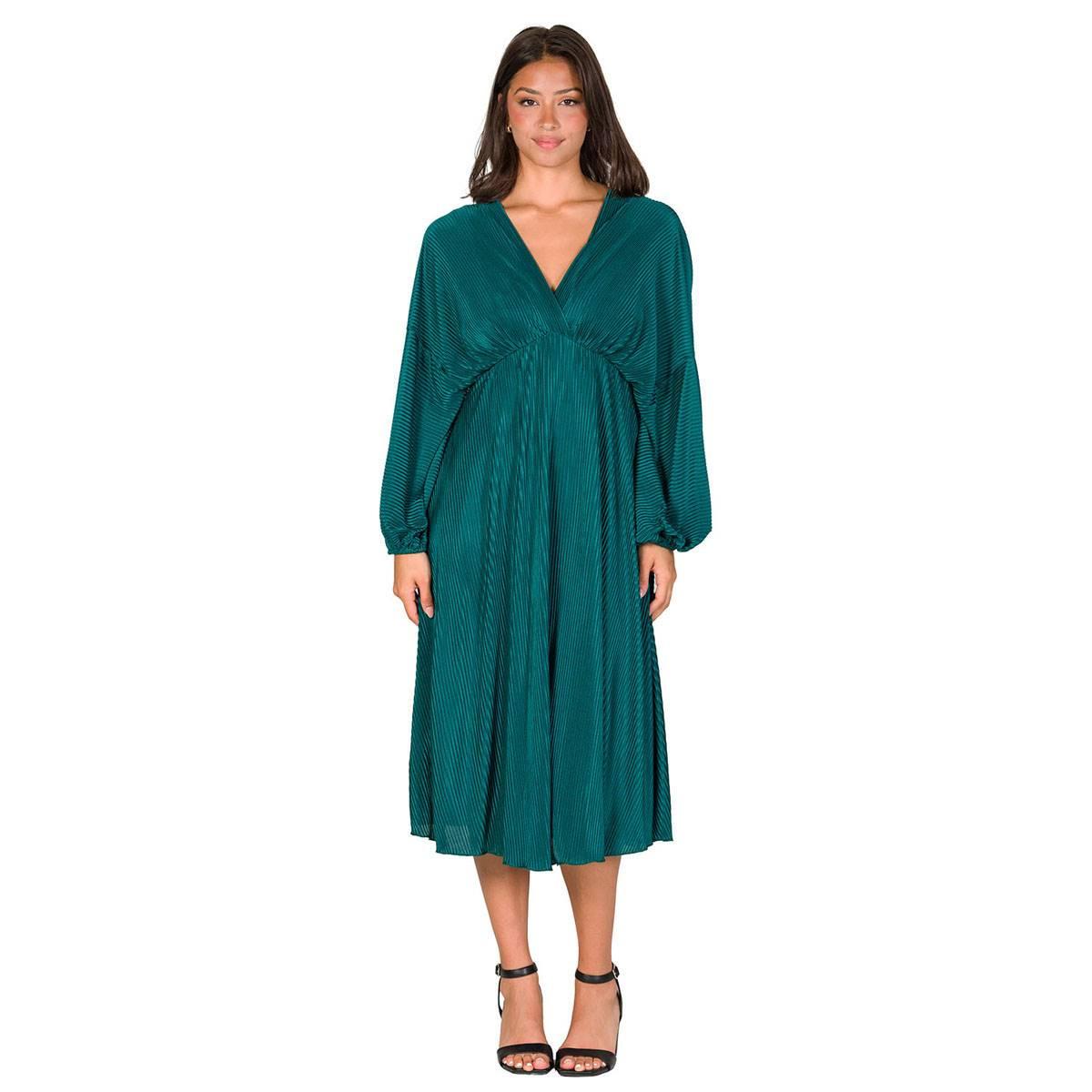 Womens 24/7 Comfort Apparel Shimmer Empire Waist Midi Dress