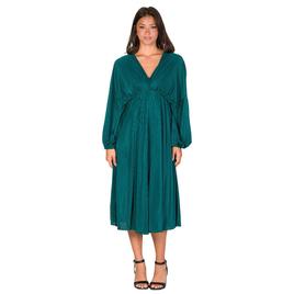 Womens 24/7 Comfort Apparel Shimmer Empire Waist Midi Dress