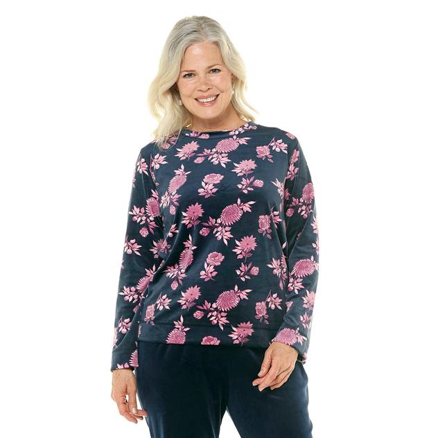 Plus Size Hasting & Smith Long Sleeve Floral Velour Blouse