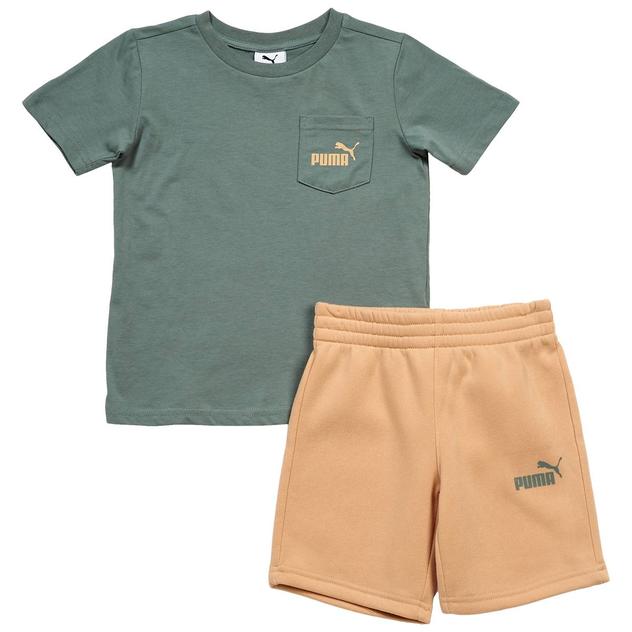 Boys (4-7) Puma® 2pc. Short Sleeve Tee & Shorts Set - Green Moon
