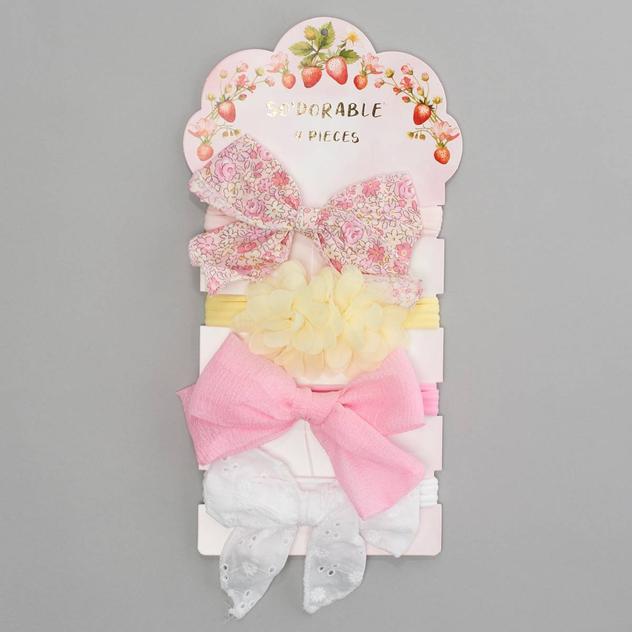 Baby Girl so'dorable® 4pc. Oversized Floral & Eyelet Headwraps