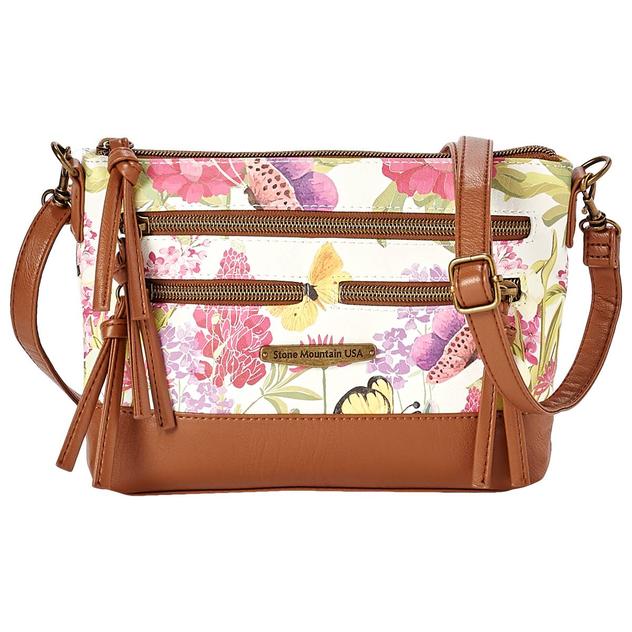 Stone Mountain Primo Floral East/West 4 Bagger Crossbody Bone/Tan