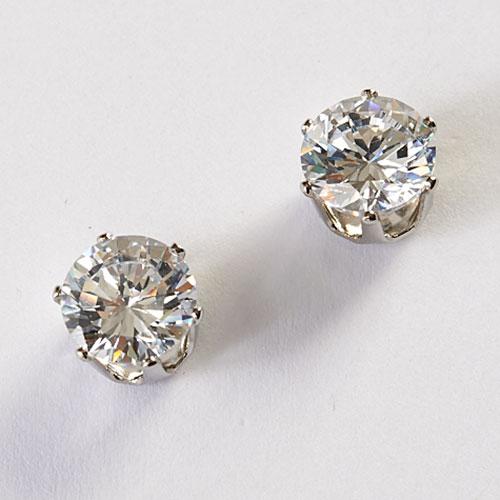 Silver & 6ctw. Cubic Zirconia Post Earrrings