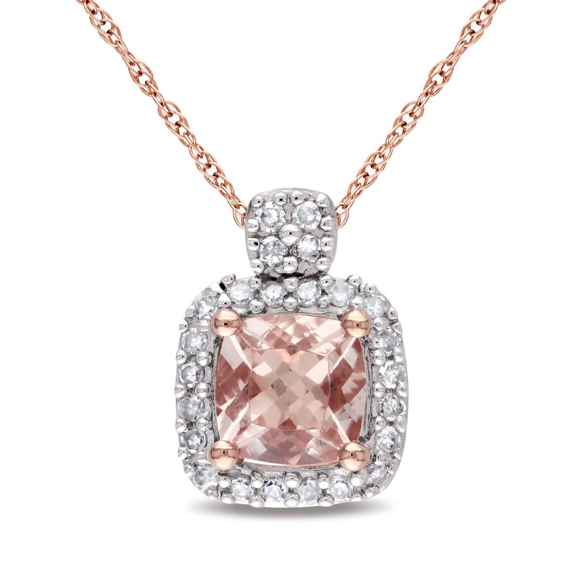 Gemstone Classics(tm) 10kt. Rose Gold Diamond Cushion Pendant